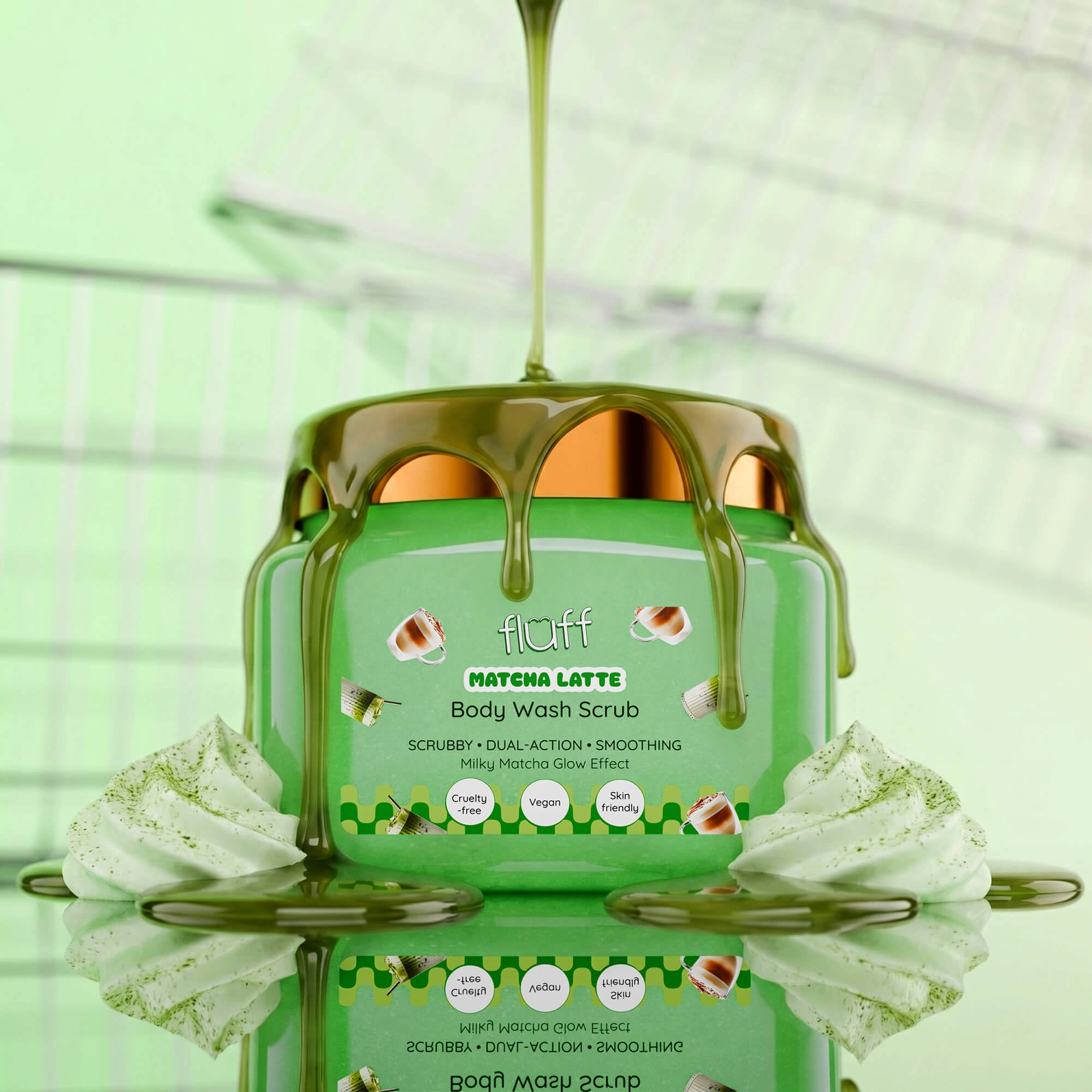 FLUFF - Peeling do mycia ciała - MATCHA LATTE 350ml