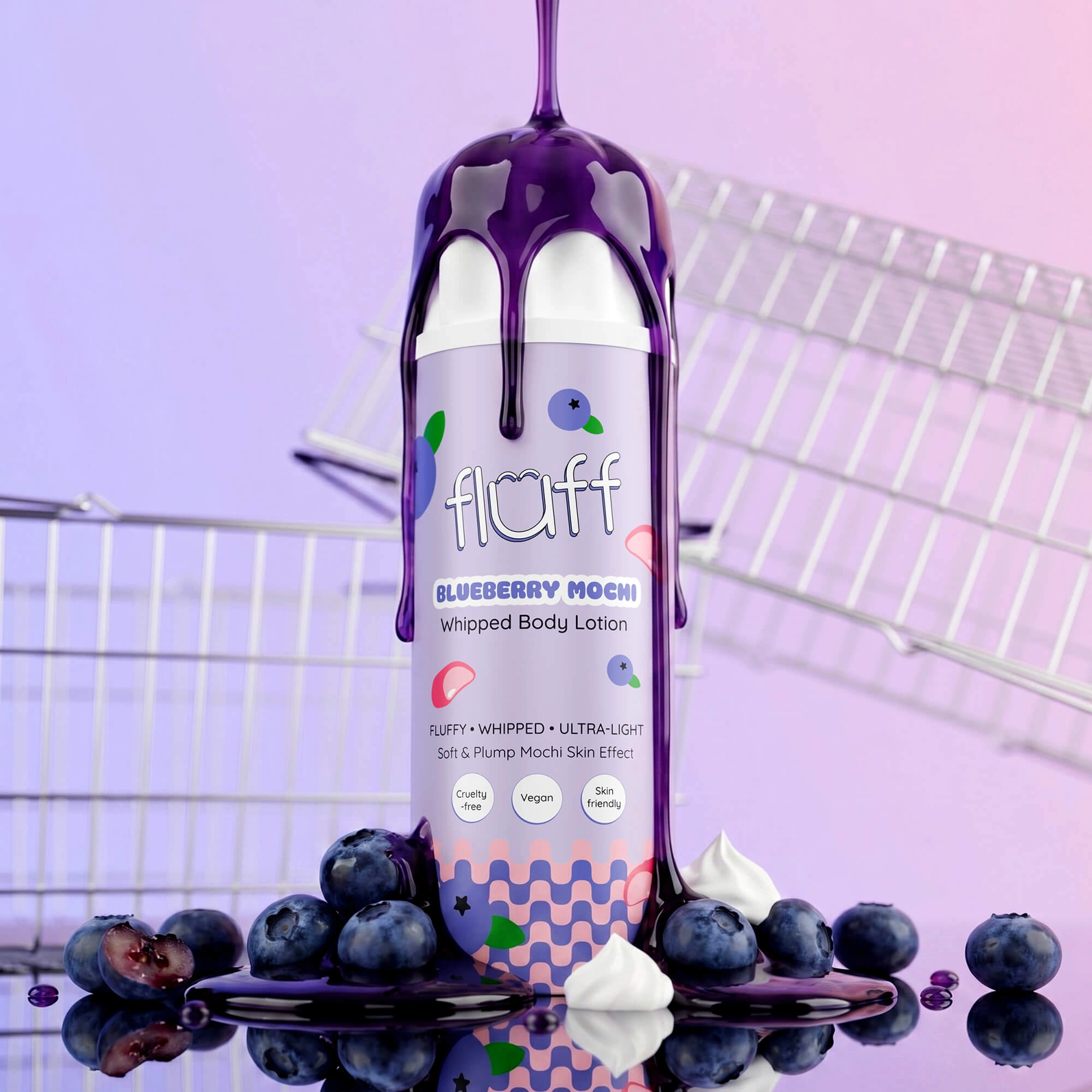 FLUFF - Balsam do ciała w formie śmietany - BLUEBERRY MOCHI 200ml
