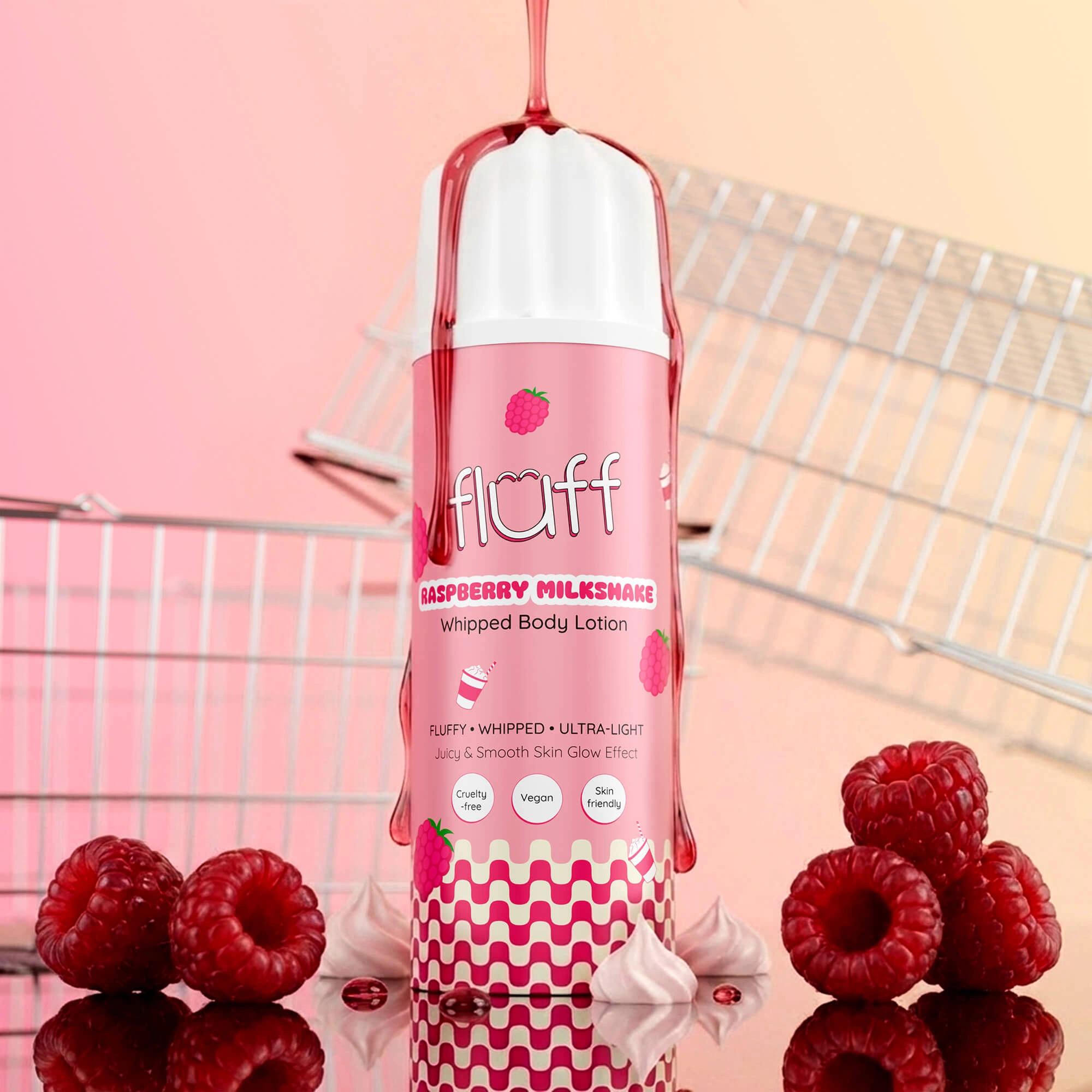 FLUFF - Balsam do ciała w formie śmietany - RASPBERRY MILKSHAKE 200ml