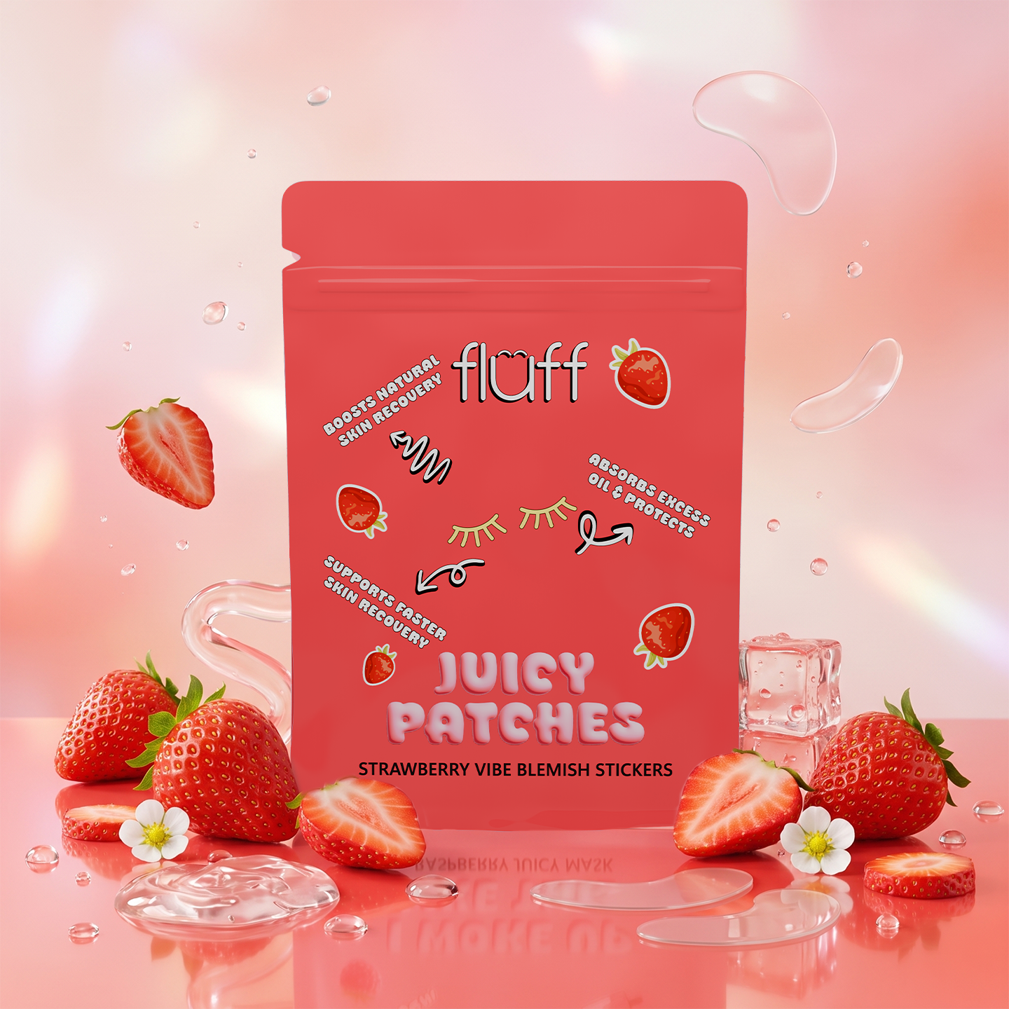 Plasterki na niedoskonałości Fluff Strawberry Vibe