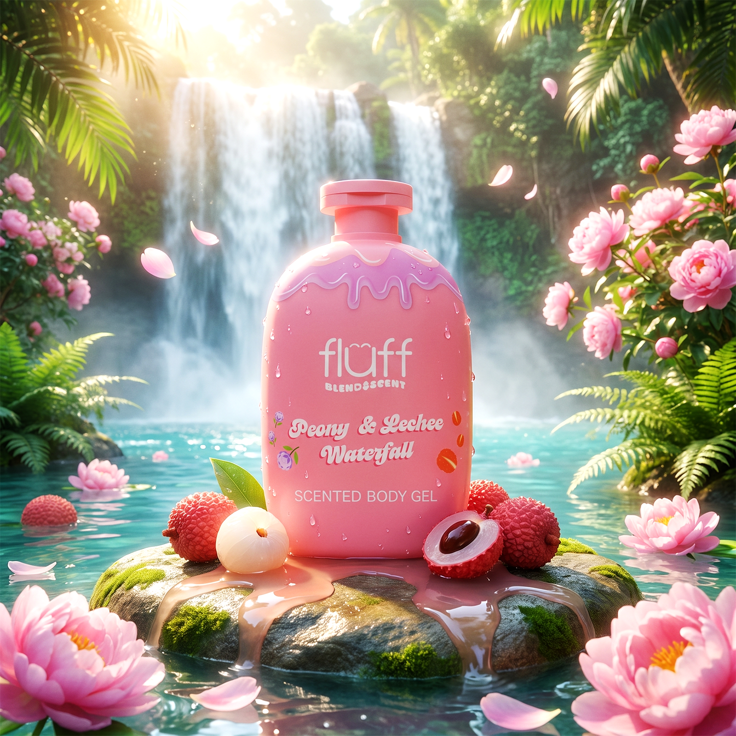 Fluff - Żel pod prysznic - Peony & Lechee Waterfall 280ml