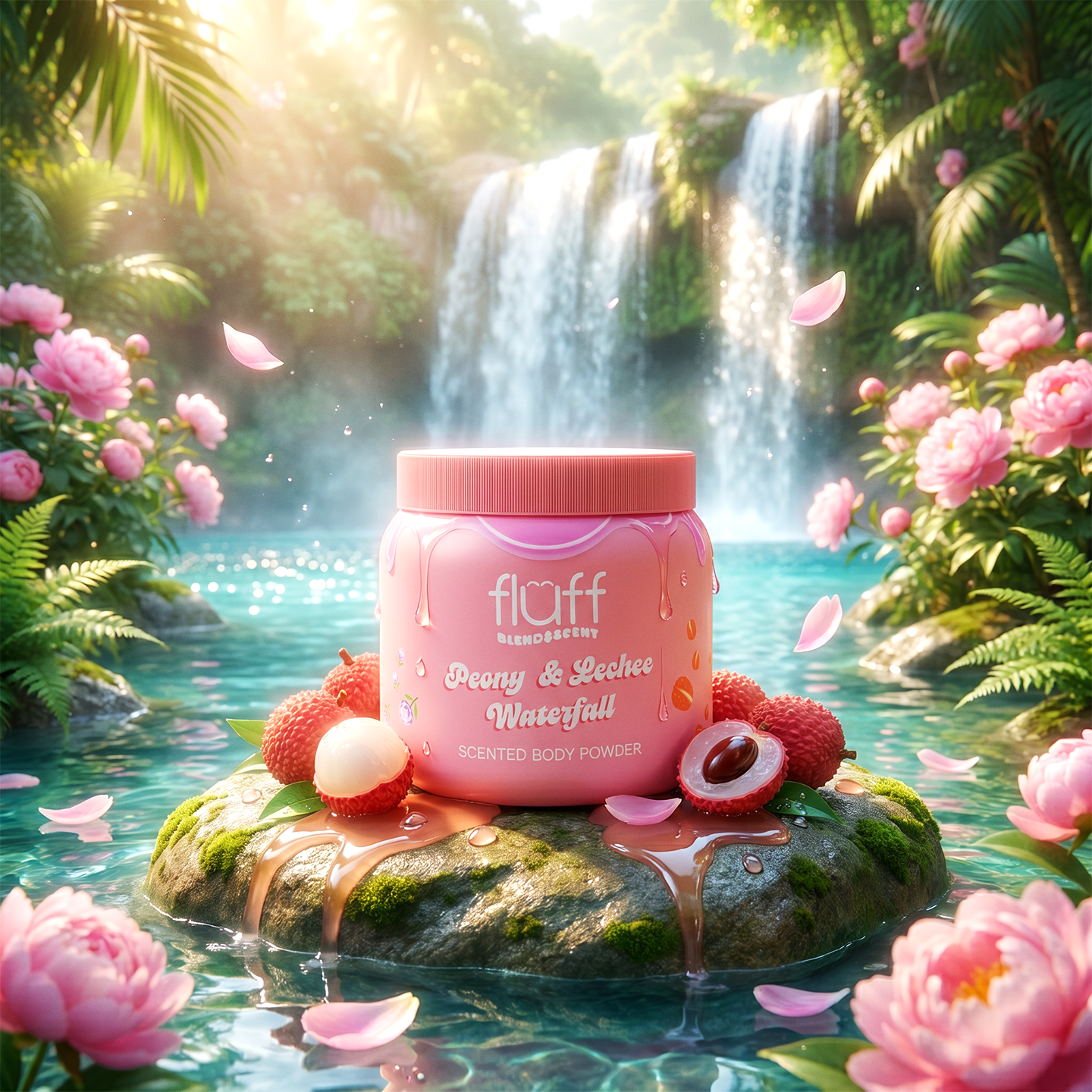 Fluff - Puder do ciała - Peony & Lechee Waterfall 60g